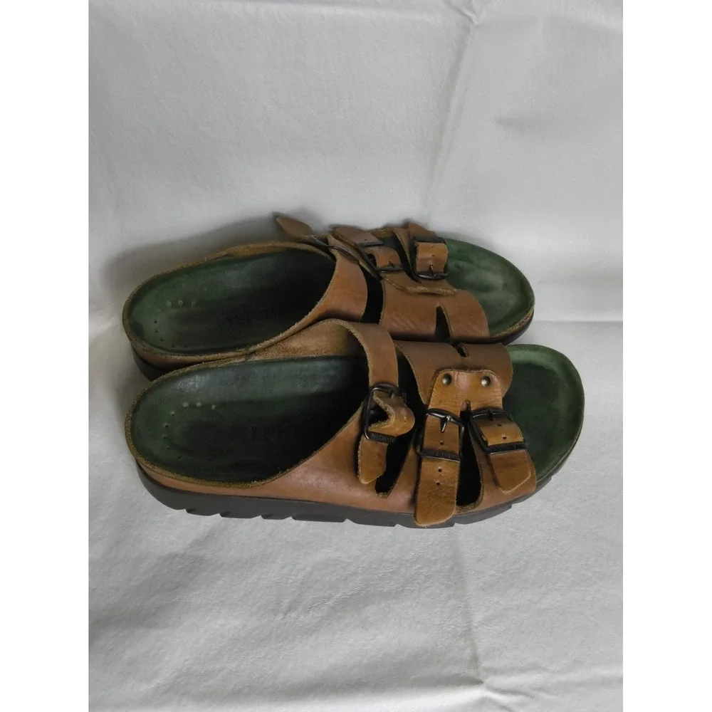 Mephisto Zack Men's Brown Leather Comfort 3-strap Sandal Size 9.5 Made In France